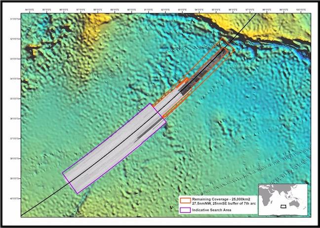 The area recommended as a new search zone in the hunt for MH370