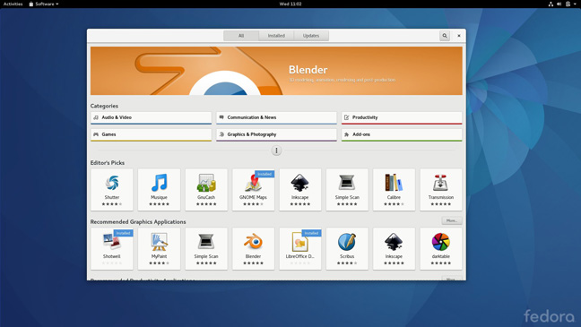 Fedora 25 Gnome software flatpak