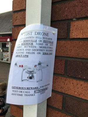 Reader provided snap - lost drone. Photo by Brian Gannon