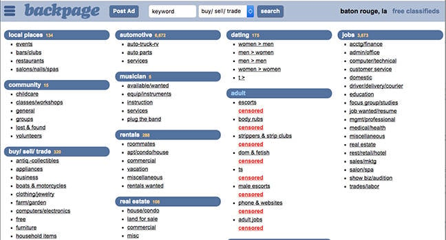 Websites like BackPage