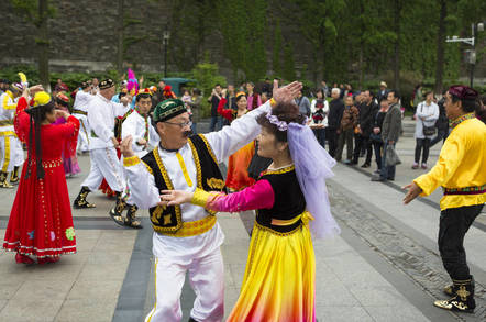 Folk dancers in china