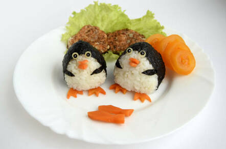 Penguin sushi with carrot. Photo by shutterstock