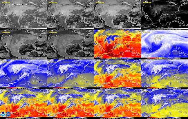 GOES-16 images - all spectral channels