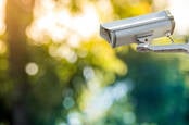 CCTV camera trained on a garden. Photo by Shutterstock