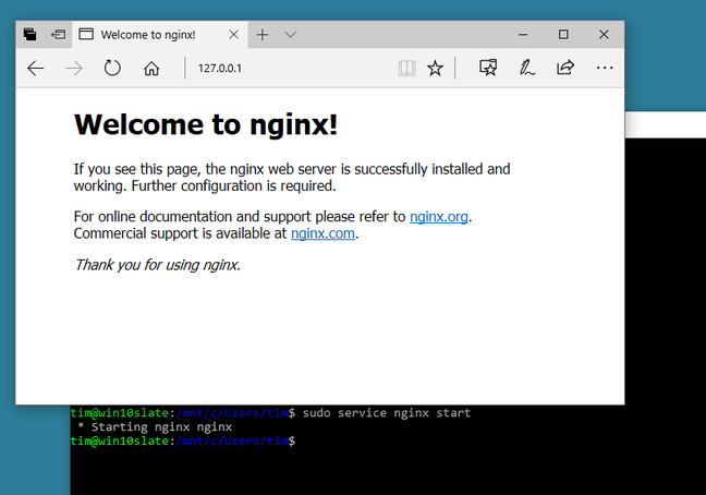 Nginx running on Windows Subsystem for Linux