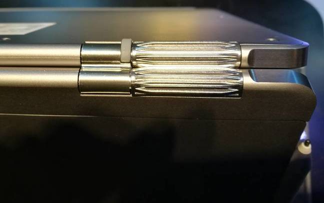 Geared hinges were inspired by the gearbox of a sports car, apparently Geared hinges were inspired by the gearbox of a sports car, apparently
