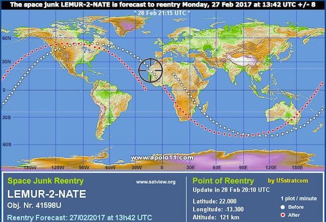 Lemur-2-NATE reentry forecast