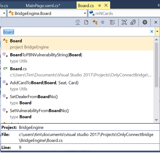 The new Go to All results window The new Go to All results window