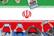 Mobile phones on Iran flag