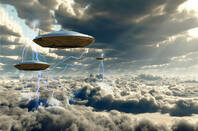 cloudy spaceship illustration. photo by shutterstock
