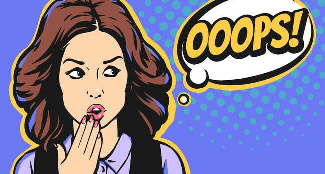 Woman says oops after data breach... or spome other mistake, possibly. Illustration by Shutterstock/sergey sobin