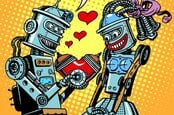 Robots in love image via Shutterstock