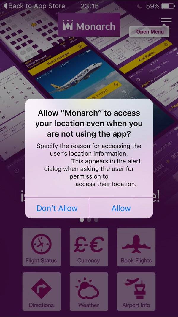 Monarch airlines app