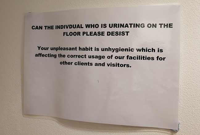 Urinal notice