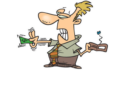 Man reluctantly pays up. Illustration by shutterstock