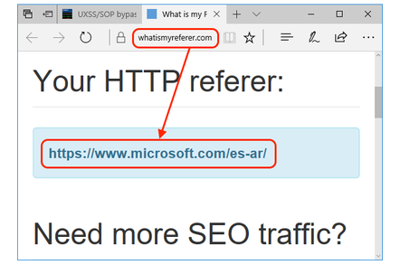 Referrer spoofing in Edge