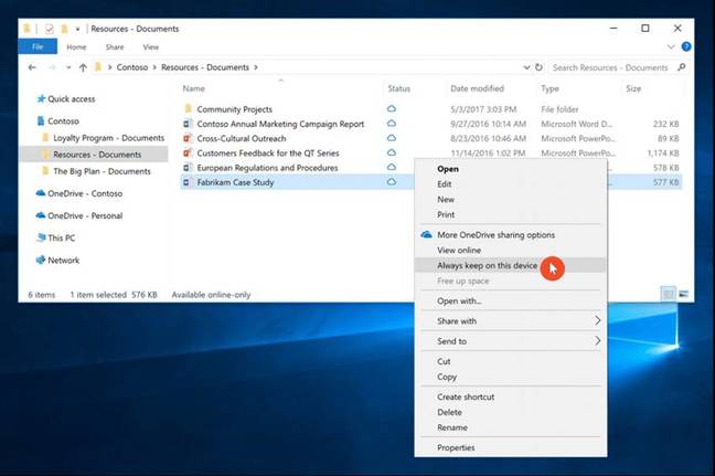 The new OneDrive Files on Demand feature
