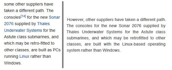 L, Wikipedia; R, the BASIC report on Trident