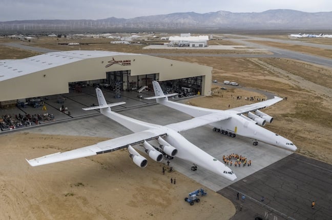 Stratolaunch emerging from its hangar