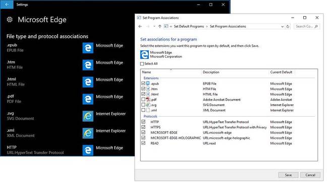 Setting file associations by app, with the newer dialog on the left Setting file associations by app, with the newer dialog on the left