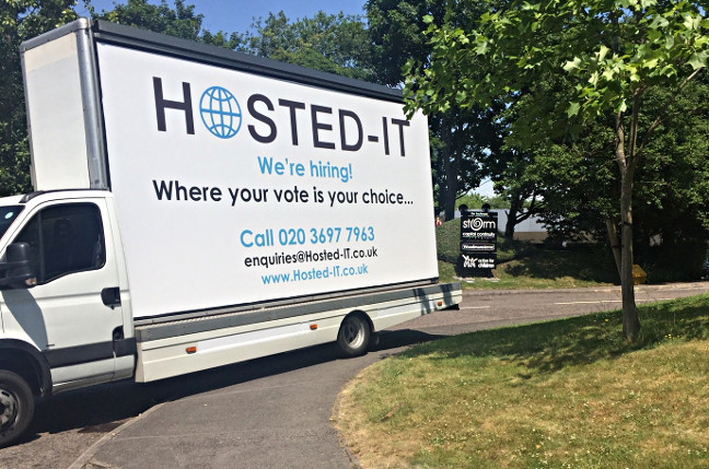 That cheeky Hosted IT van, parked outside Storm Technologies' HQ