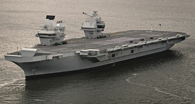 HMS Queen Elizabeth on her first sortie out of Rosyth, 26 June 2017. Crown copyright