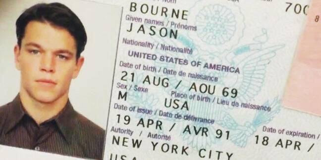 Fake ID example from Jason Bourne movie