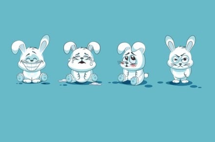 Cartoon rabbit feeling all the emotions.
