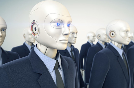 Robot workers photo via shutterstock