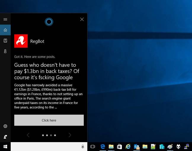 Using RegBot in Cortana