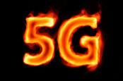 Burning 5G against dark background