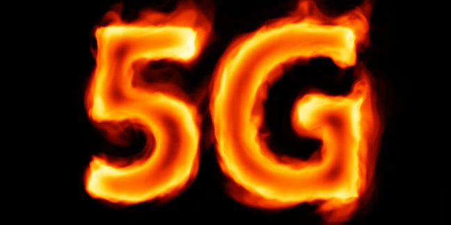 Burning 5G against dark background