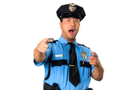 shocked looking policeman