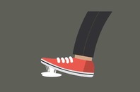 Foot stuck in chewing gum