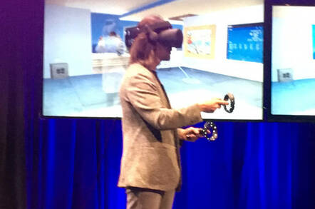 Alex Kipman demos a VR headset for reporters
