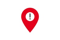 Location pin with warning 