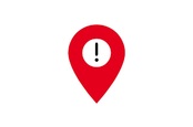 Location pin with warning 