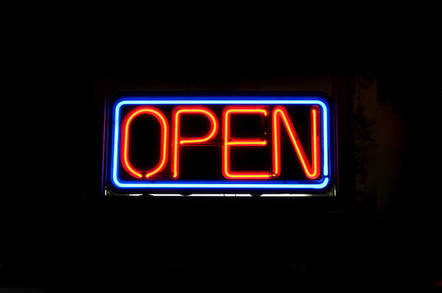Neon sign says 'Open'