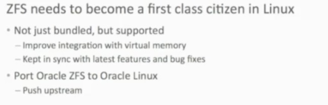 ZFS needs to be a 1st class citizen on linux ZFS needs to be a 1st class citizen on linux