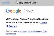 Google Drive ToS violation image