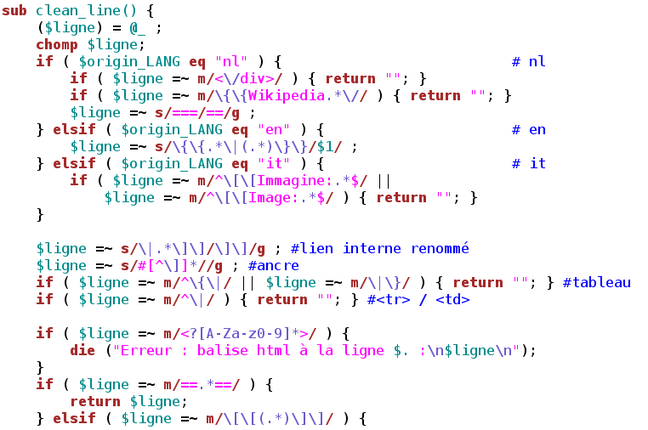 Screenshot of Perl code