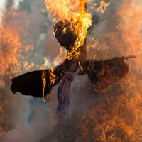 "witch" Effigy burns.. 