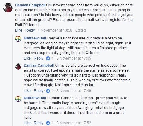 Comments under Retro Computers Ltd's Facebook post of 30 Oct 17