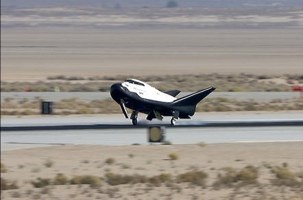The Dream Chaser touches down at Edwards Air Force Base