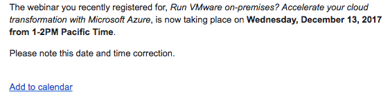 Microsoft email re vmware on azure changing date to Dec 13