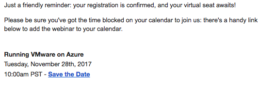 Microsoft email re vmware on azure webinar