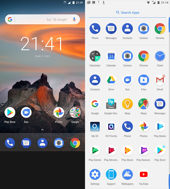 Nokia 8 UI Home screen and App drawer