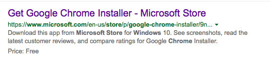 Get Chrome ad on Google search