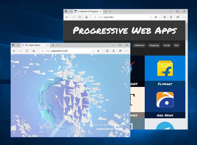 Progressive Web Apps are better supported in the next version of Edge