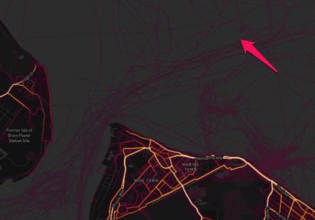 Extract from the Strava heat map for Sheerness Extract from the Strava heat map for Sheerness